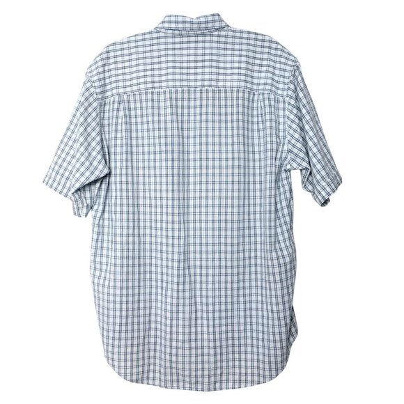 Arnold Palmer Check Short Sleeve Button Down Shirt Blue Lightweight - Picture 3 of 9
